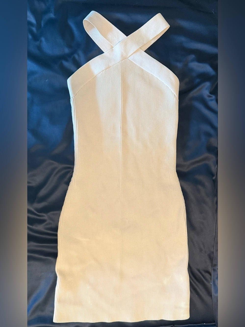 Aritzia Babaton Cream One-Shoulder Ribbed Bodycon Dress
